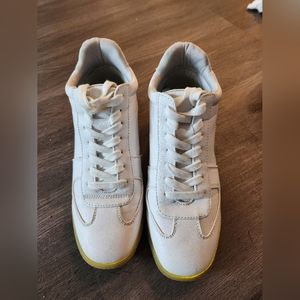 High top faux leather white sneakers women size 6